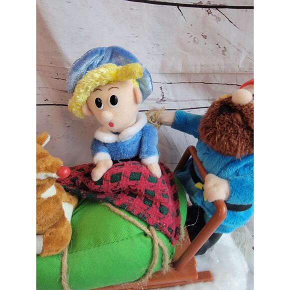Gemmy Rudolph The Red Nosed Reindeer Herney& Yukon Cornelius Sleigh Working - Picture 4 of 12